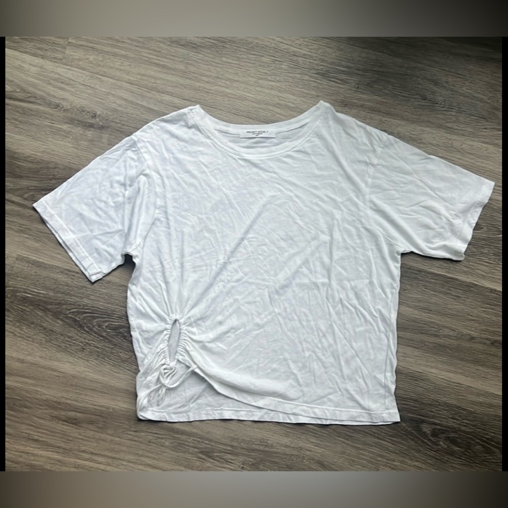 Project Social T White Short Sleeve Knot Tee